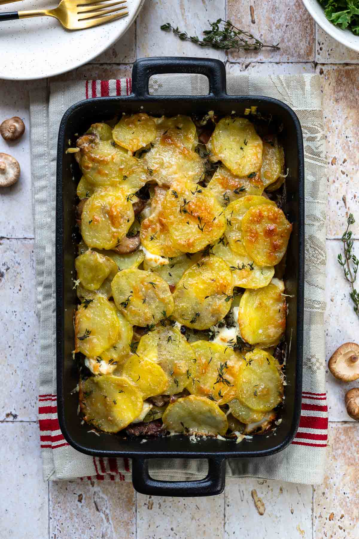 Potato and Mushroom Gratin with Goat’s Cheese
