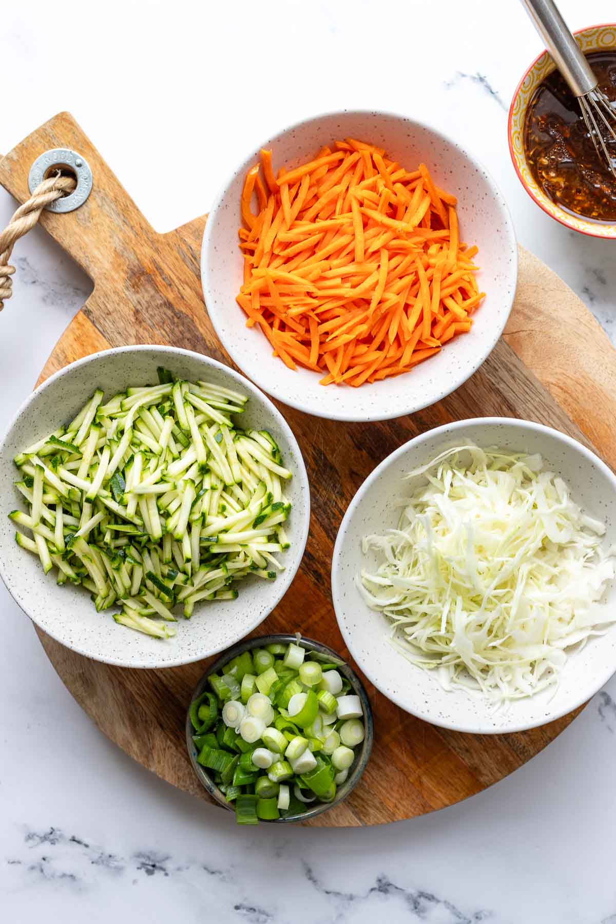 Zutaten für Udon Noodles Rezept mit Gemüse