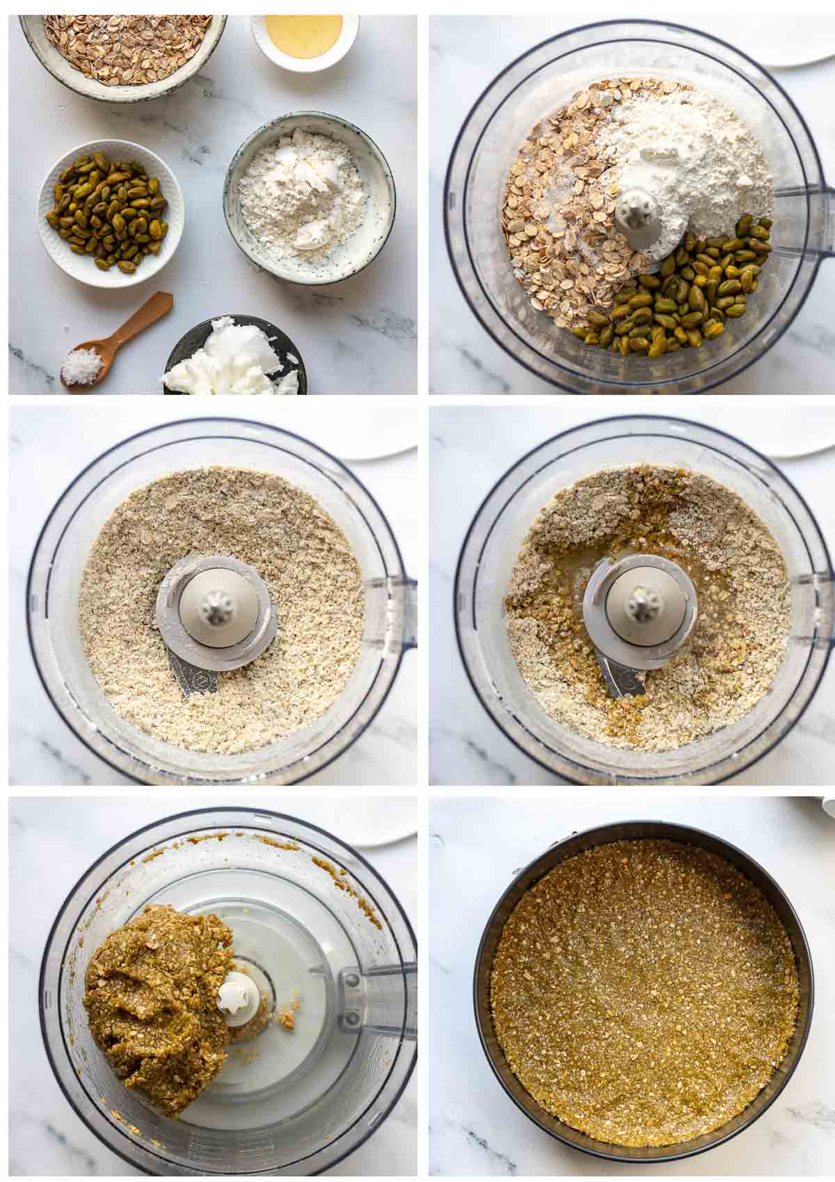 Pistazienboden für den Limetten-Käsekuchen - Schritt-für-Schritt