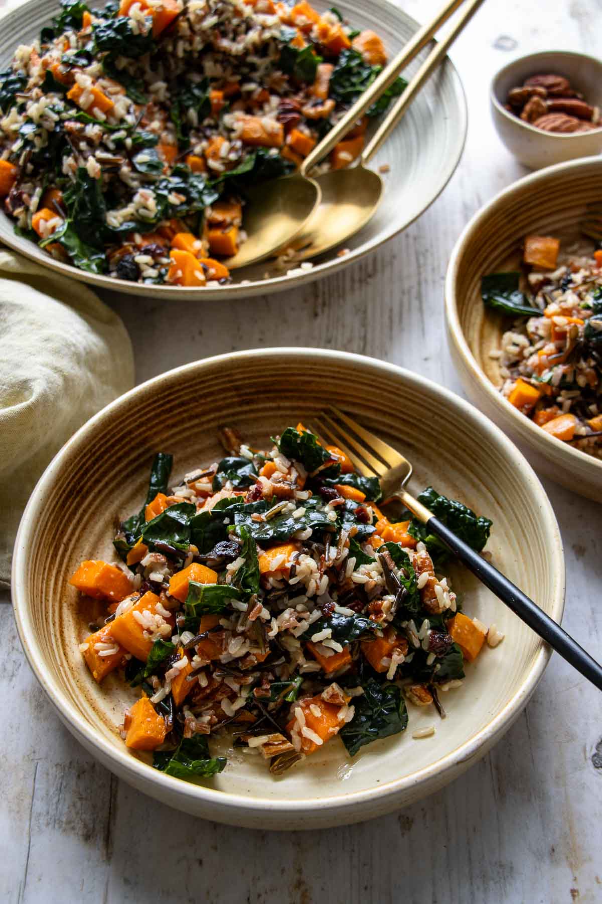 Best Wild Rice Salad with Sweet Potato, Kale, Cranberries & Pecan