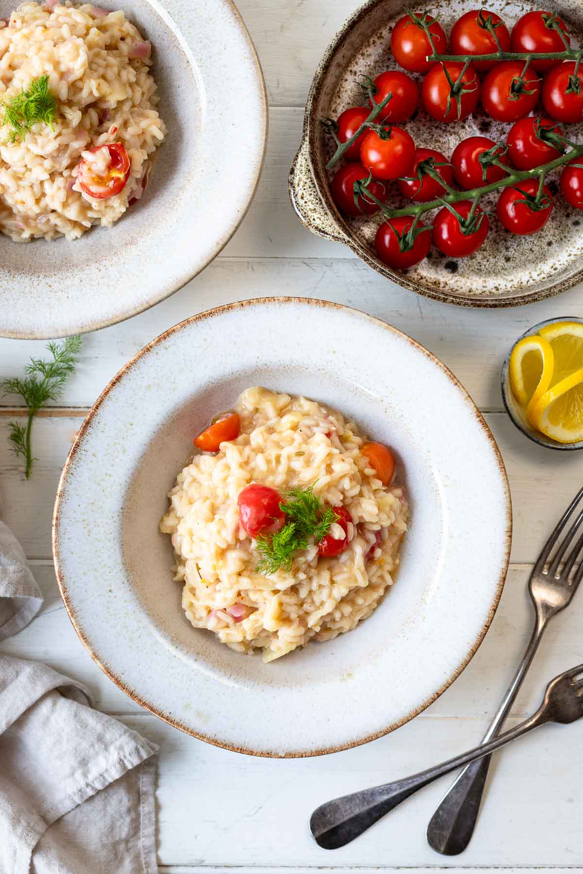 Fenchelrisotto Rezept mit Zitronen und Cherry-Tomaten