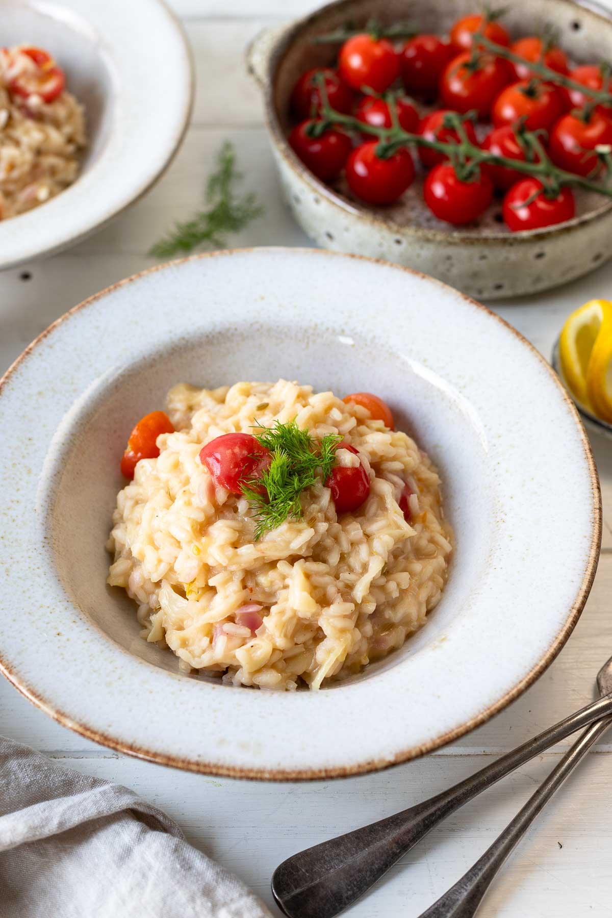 Fenchelrisotto mit Zitronen und Cherry-Tomaten