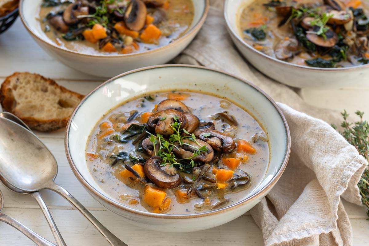Wildreis Pilzsuppe Rezept mit Gemüse