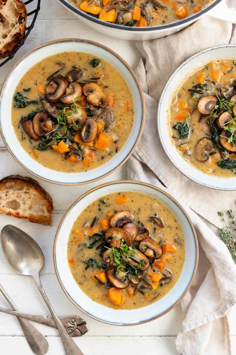 Wildreis Pilzsuppe mit Gemüse Rezept