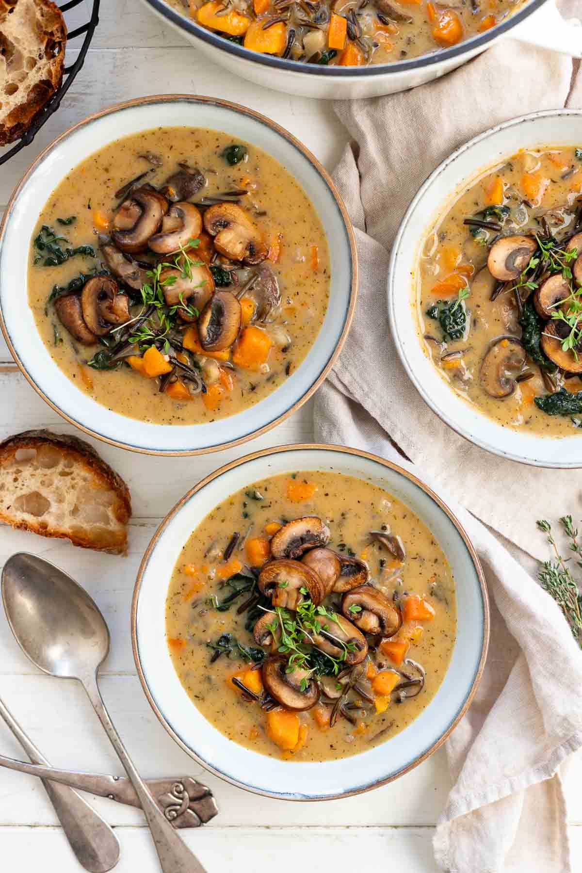Wildreis Pilzsuppe mit Gemüse Rezept