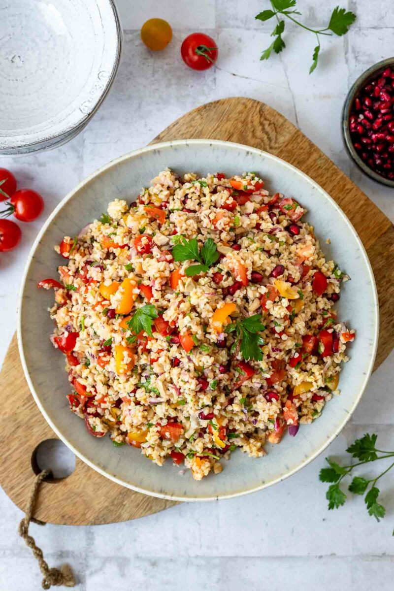 Tabouleh mit Granatapfel und Austernpilzen