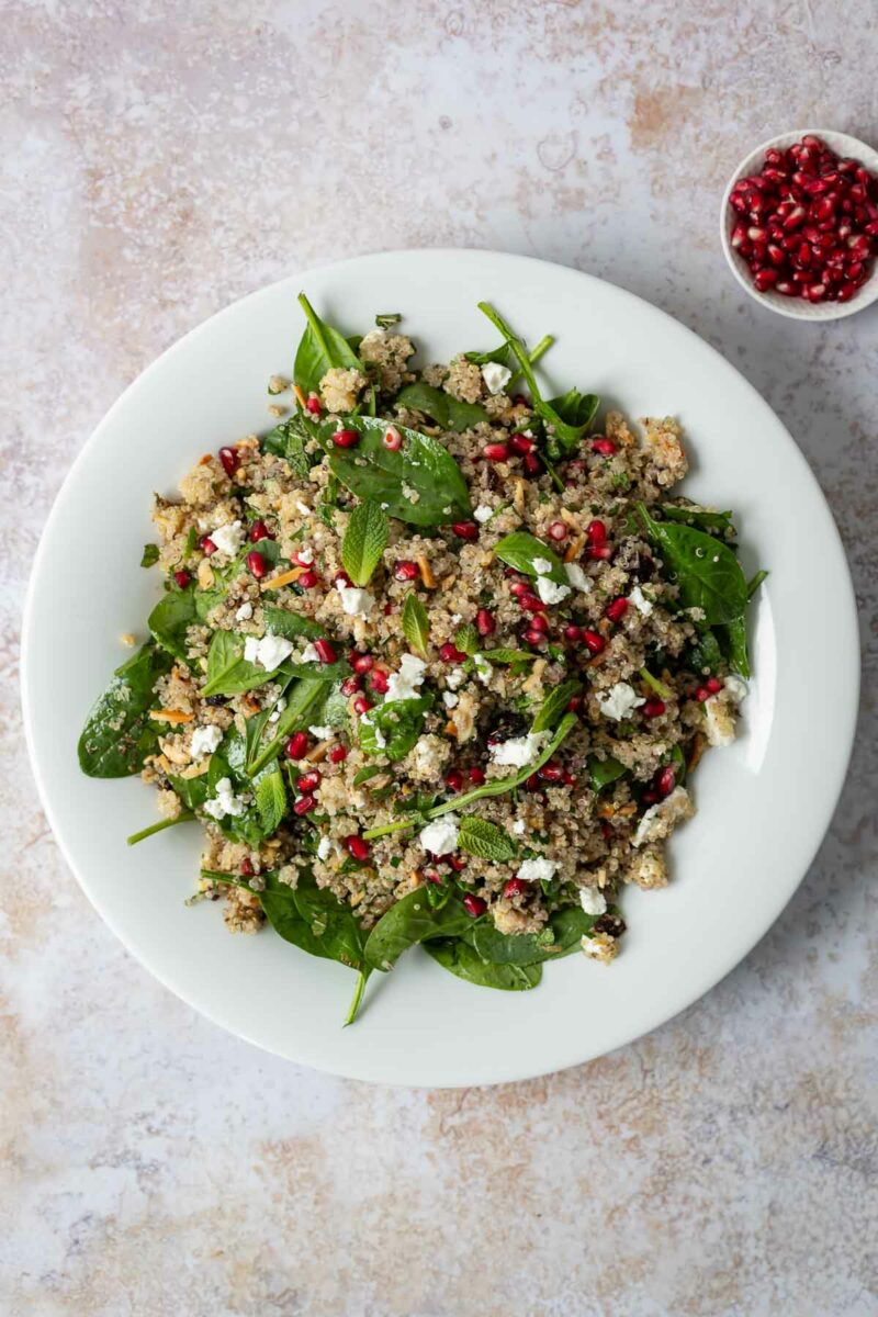 Quinoa Salat mit Feta, Cranberries und Kräutern