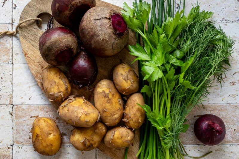 Zutaten für Kartoffel-Rote-Bete-Salat
