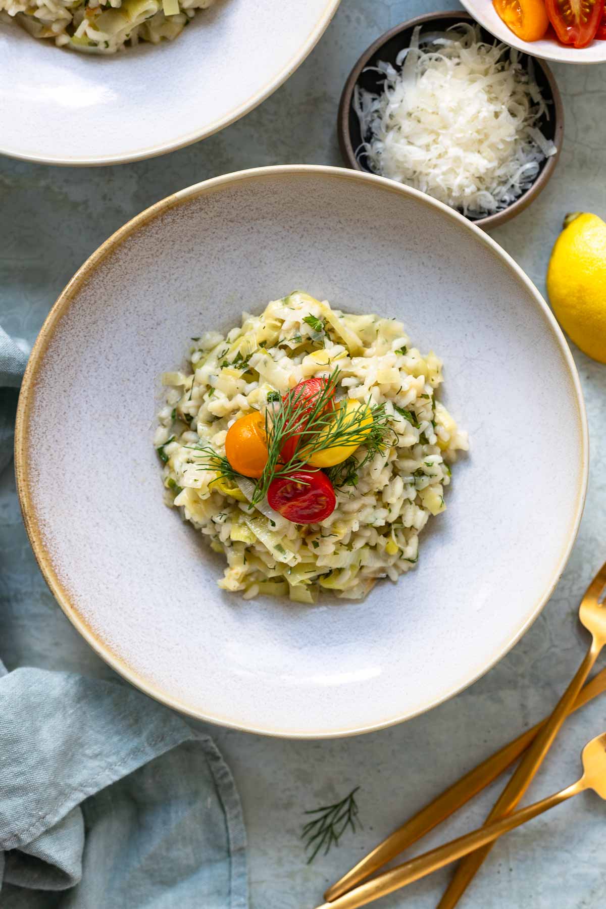 Lauchrisotto Rezept mit Zitrone und Dill