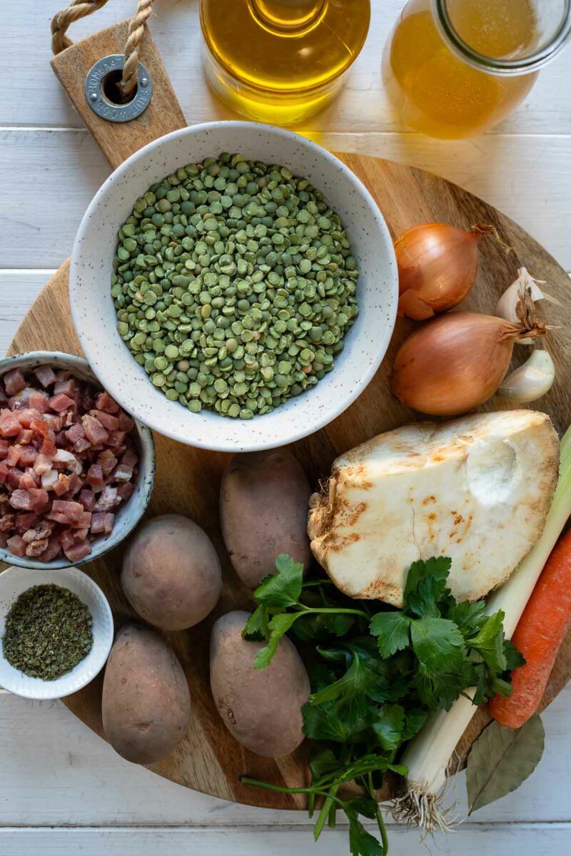 Zutaten für Erbsensuppe