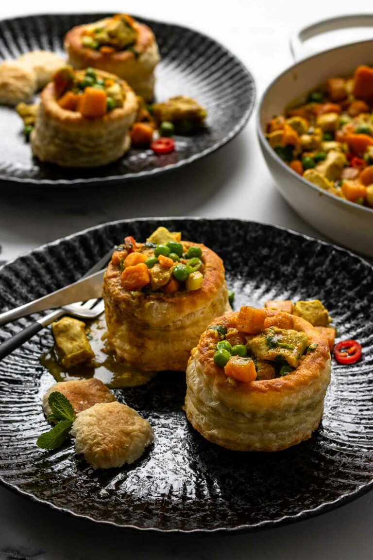 Königinnenpastete mit Hähnchen-Curry-Füllung