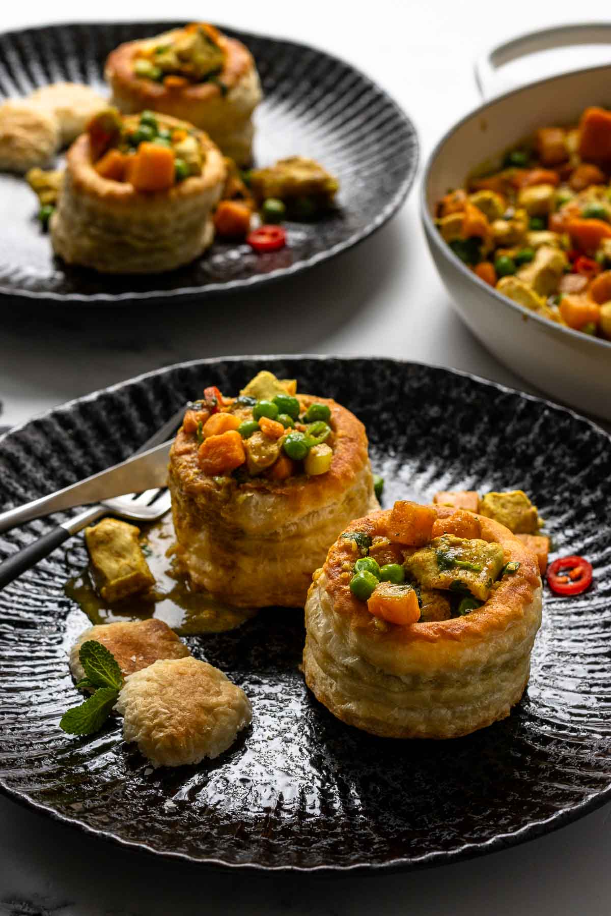Königinnenpastete mit Hähnchen-Curry-Füllung