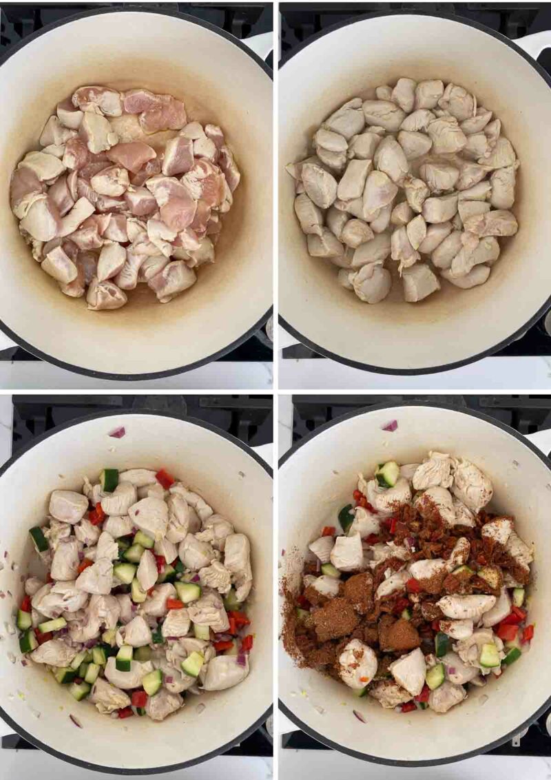 ZUbereitung Hähnchen Chili griechische Art