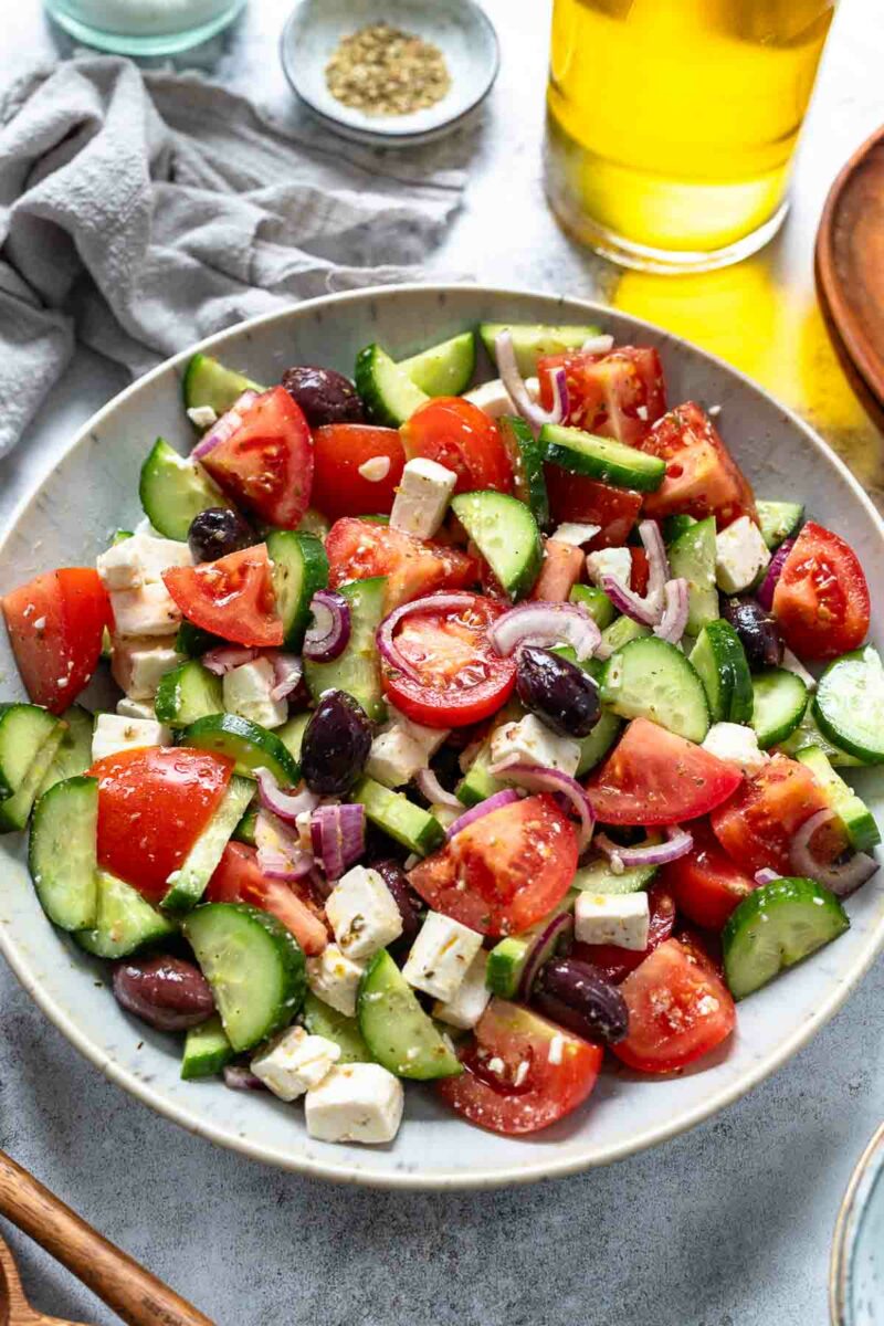 Rezept für Original Griechischer Salat (Bauernsalat mit Tomaten, Oliven, Gurken und Feta)
