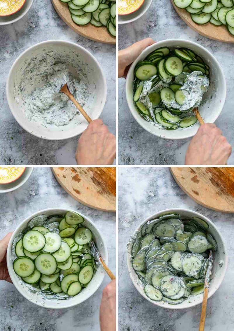 Salat zubereitungs-Schritte