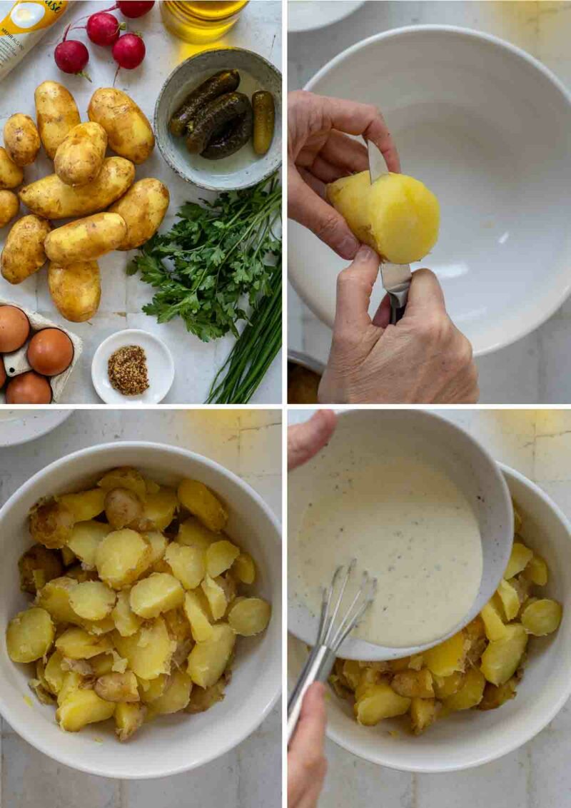 Zubereitung von Kartoffelsalat, Schritt für Schritt Bilder