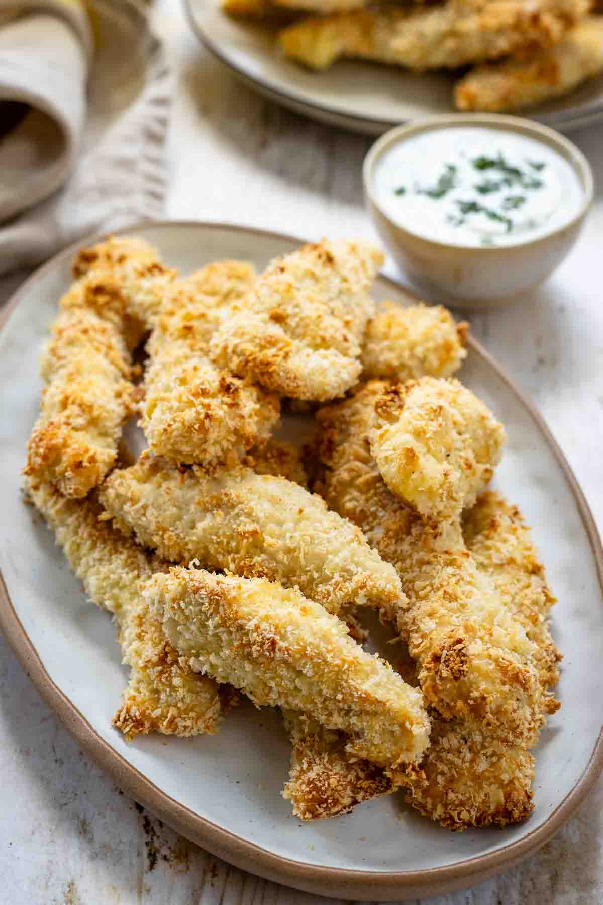Knusprige Hähnchenstreifen aus dem Backofen (Chicken Strips)
