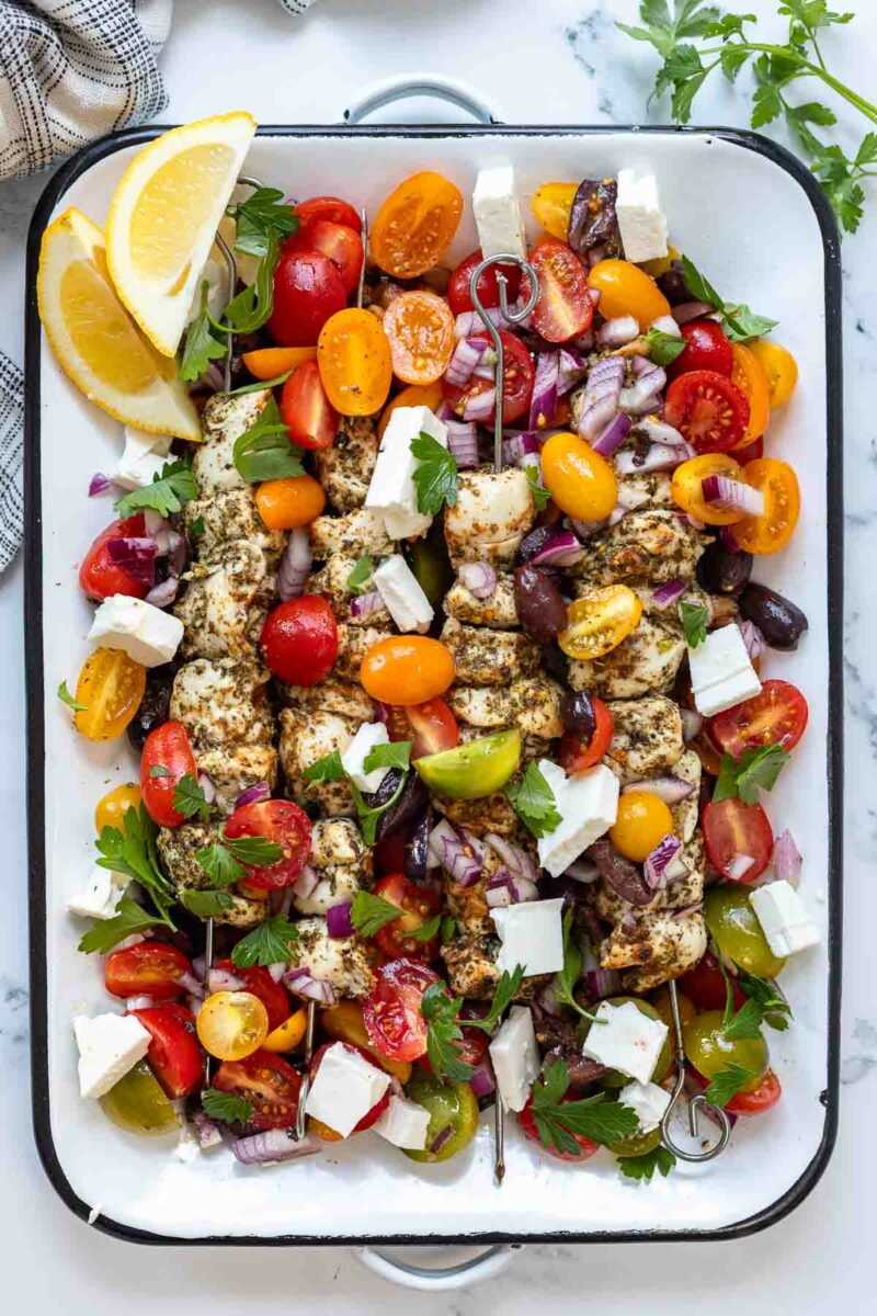 Hähnchen Souvlaki - Einfache griechische Fleischspieße Rezept