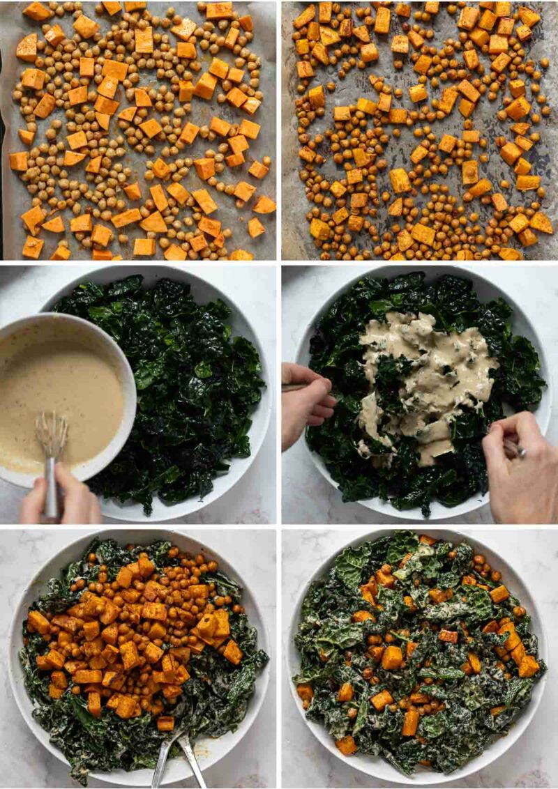 Schritt für Schritt so wird das Rezept mit Palmkohl, Kichererbsen und Süßkartoffel zubereitet