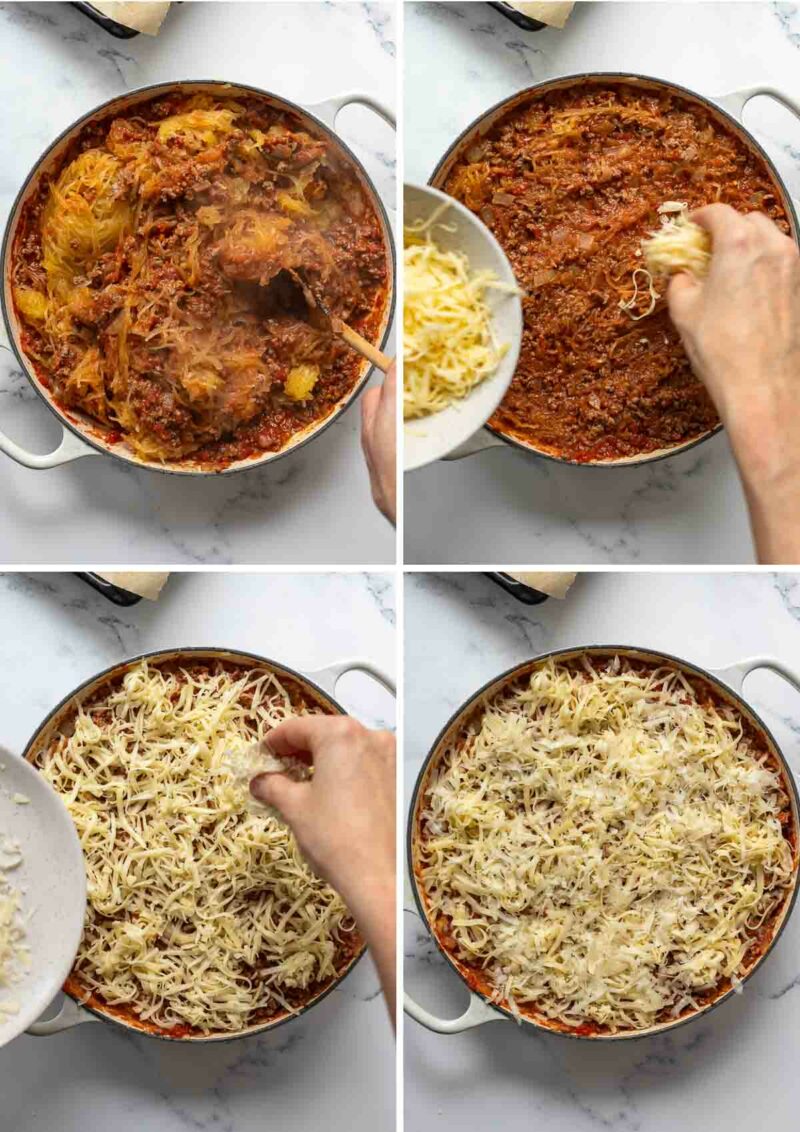 Spaghettikürbis Auflauf vorbereiten Schritt für Schritt Bilder