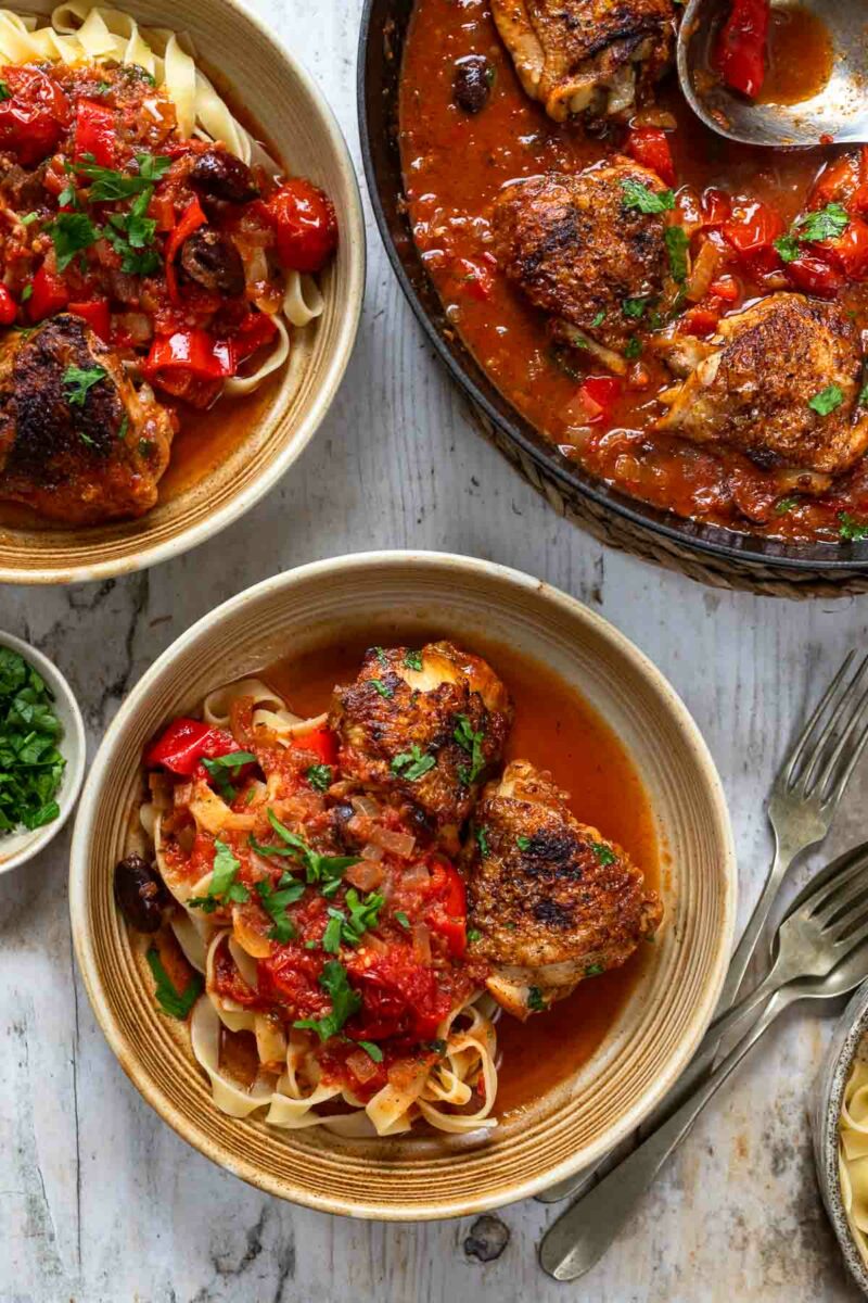 Basque Chicken with Pasta