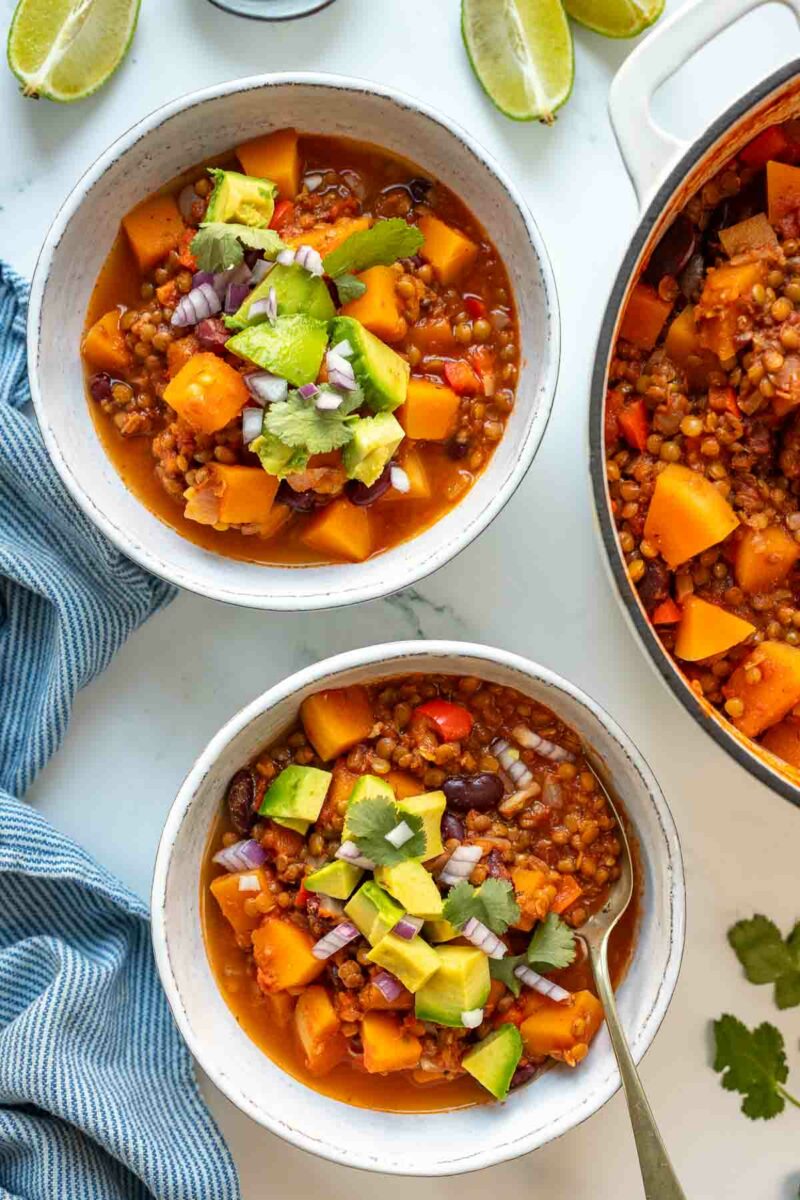 Linsen-Chili mit Kürbis