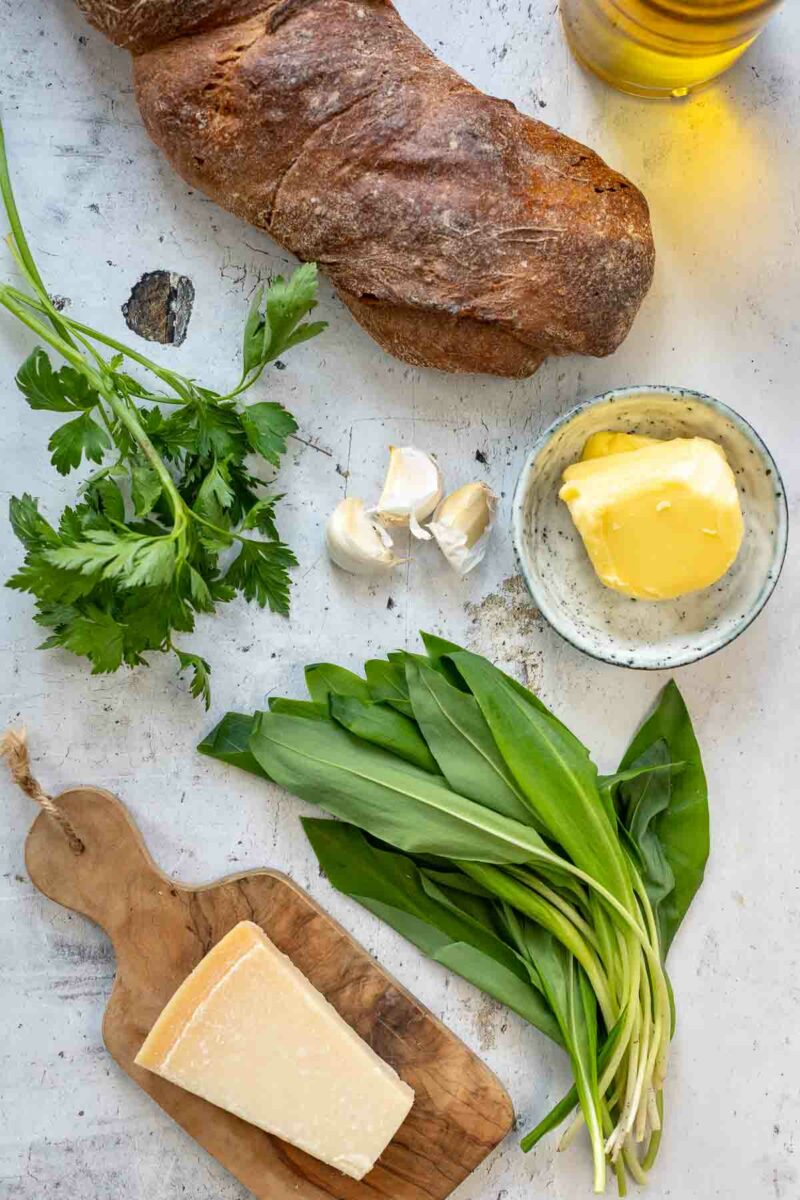 Ingredients for Ramsons Garlic Bread