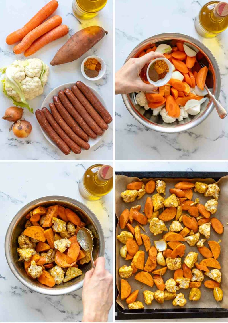 Zubereitung für Ofengemüse mit Merguez